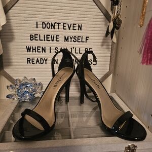 New Glossy Black Strappy Heels